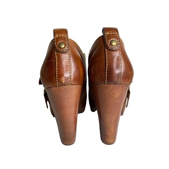 Frye Marta Brown Leather Heeled Ankle Booties With Double Buckle Design‎ 6M - Picture 5 of 9